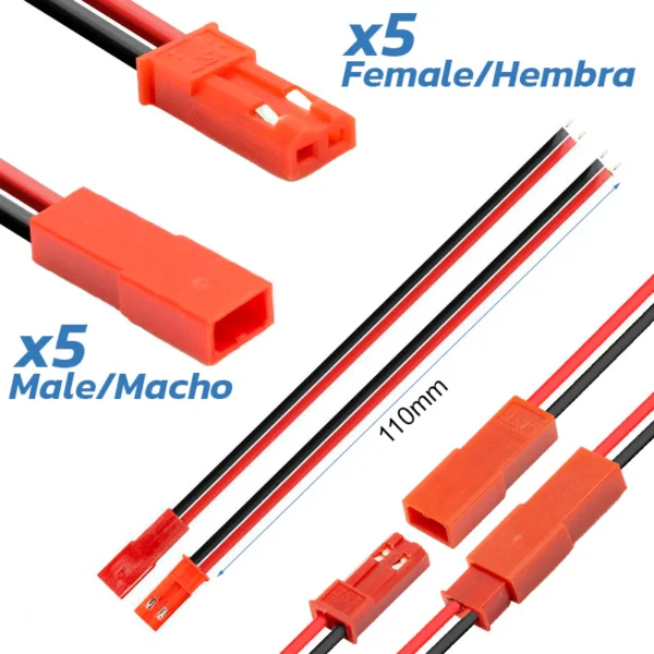 JST Stecker mit Kabel - 5M/5F – Bild 2